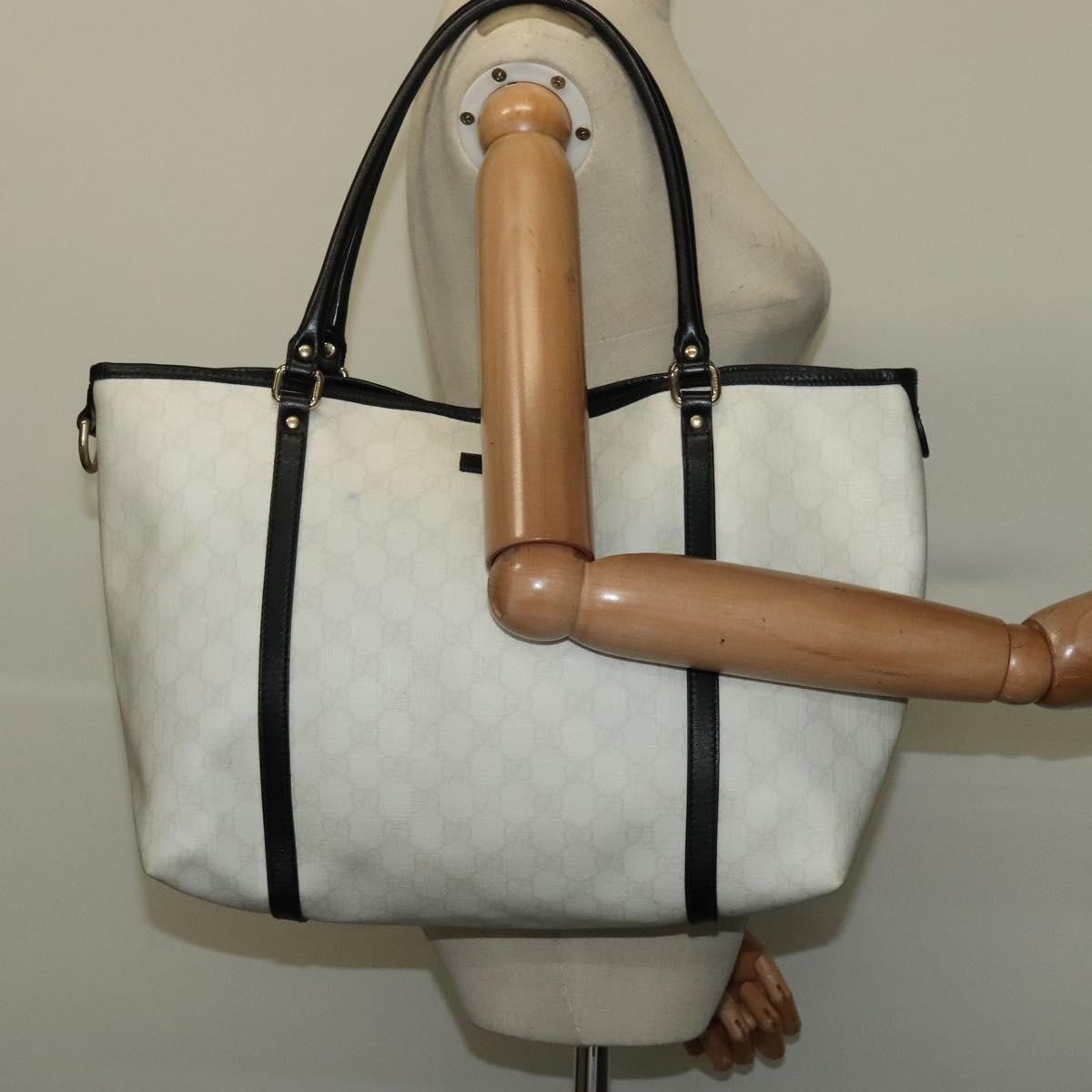 Gucci Joy Tote GG Coated Canvas with Leather, WHITE, CANVAS, Tote bag