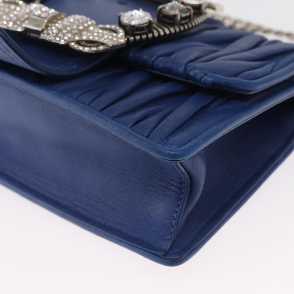 Miu Miu Madras Crystal Buckle Shoulder Bag Leather, Blue, Leather, Shoulder Bag