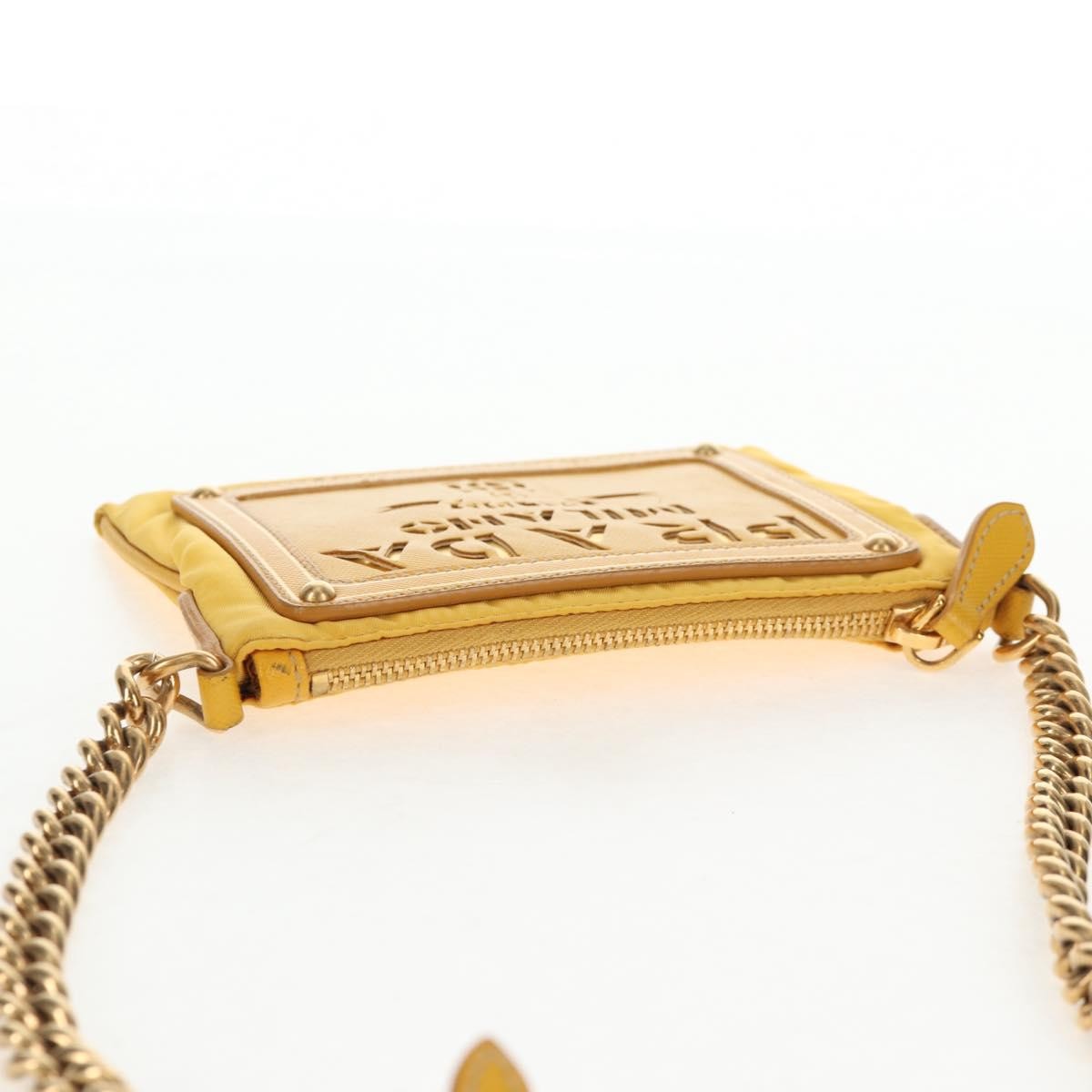 Prada Logo Chain Crossbody Bag Tessuto and Saffiano Leather, YELLOW, NYLON, Clutche & pouche