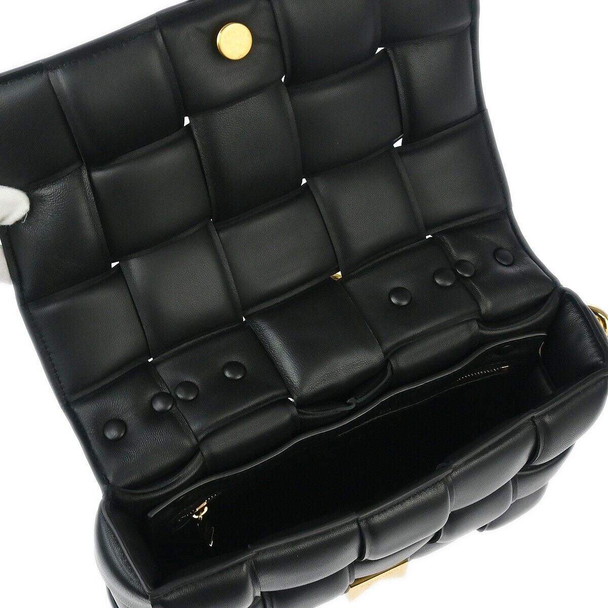 Bottega Veneta Cassette Chain Crossbody Bag Padded Maxi Intrecciato Leather, BLACK, LEATHER, Shoulder bag