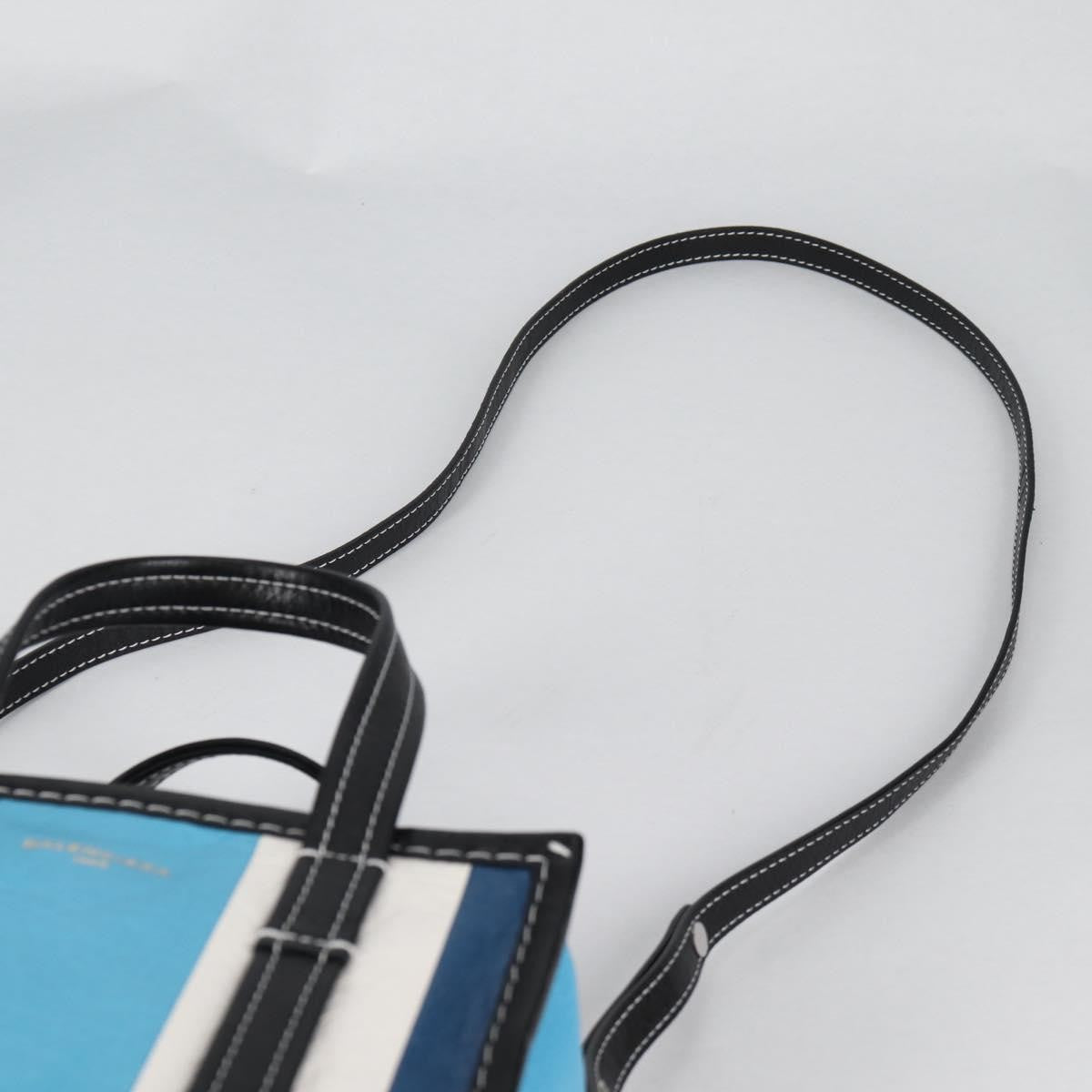 Balenciaga Bazar Convertible Tote Striped Leather, BLUE, LEATHER, Tote bag