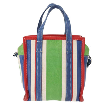 Balenciaga Bazar Convertible Tote Striped Leather, MULTICOLOUR, LEATHER, Tote bag