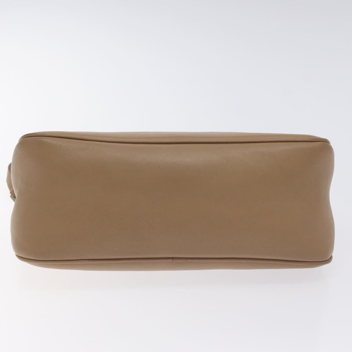 Salvatore Ferragamo Vintage Gancini Pochette Leather, BEIGE, LEATHER, Clutche & pouche