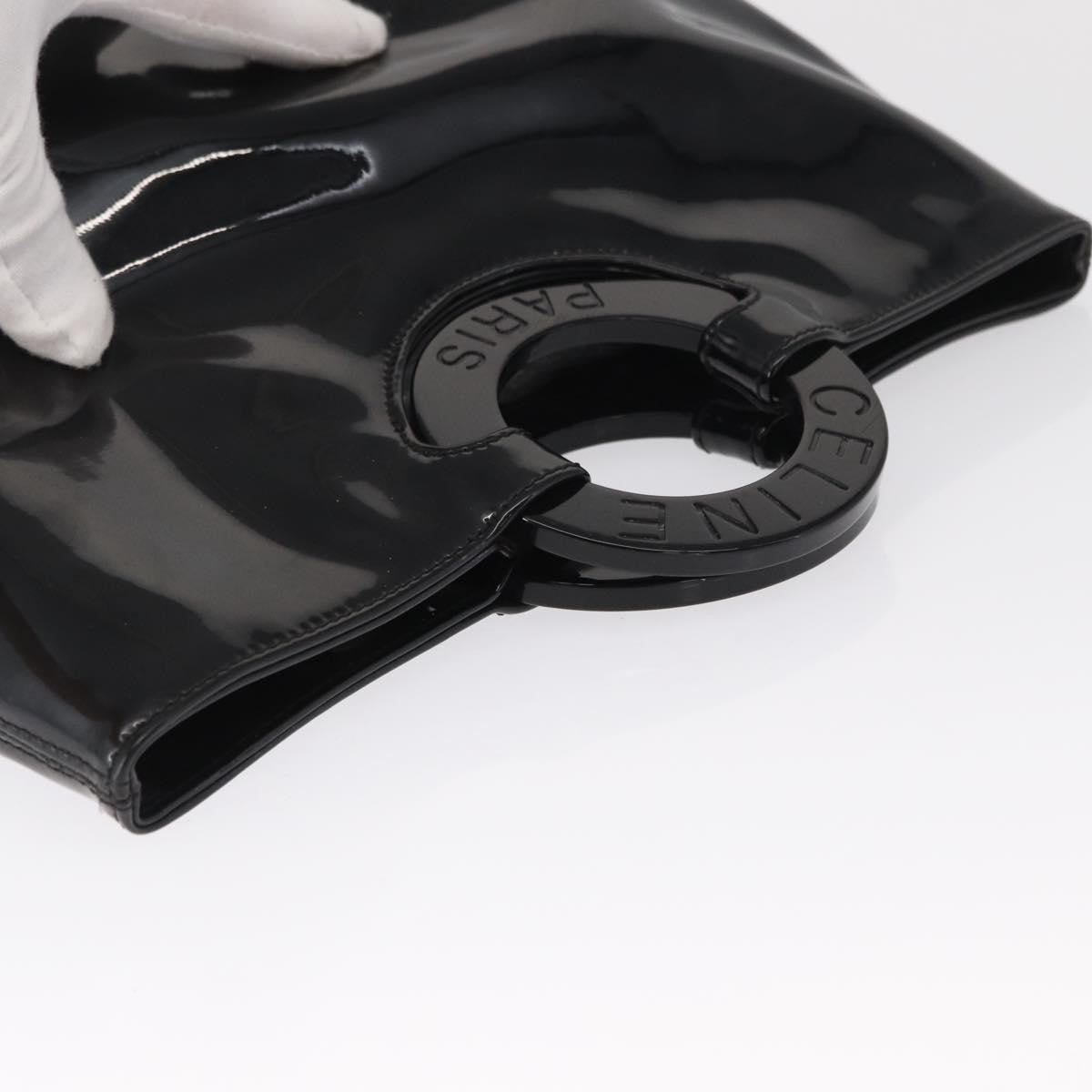 Celine Circle Logo Handbag Patent Leather, BLACK, PATENT_LEATHER, Handbag