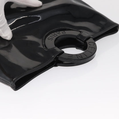 Celine Circle Logo Handbag Patent Leather, BLACK, PATENT_LEATHER, Handbag