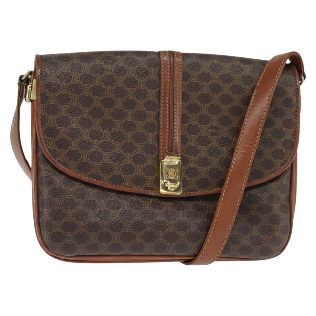 Celine Macadam Shoulder Bag PVC Leather, BROWN, PVC, Shoulder bag