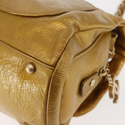 Chanel Luxe Ligne Flap Bag Patent, GOLD, LEATHER, Handbag