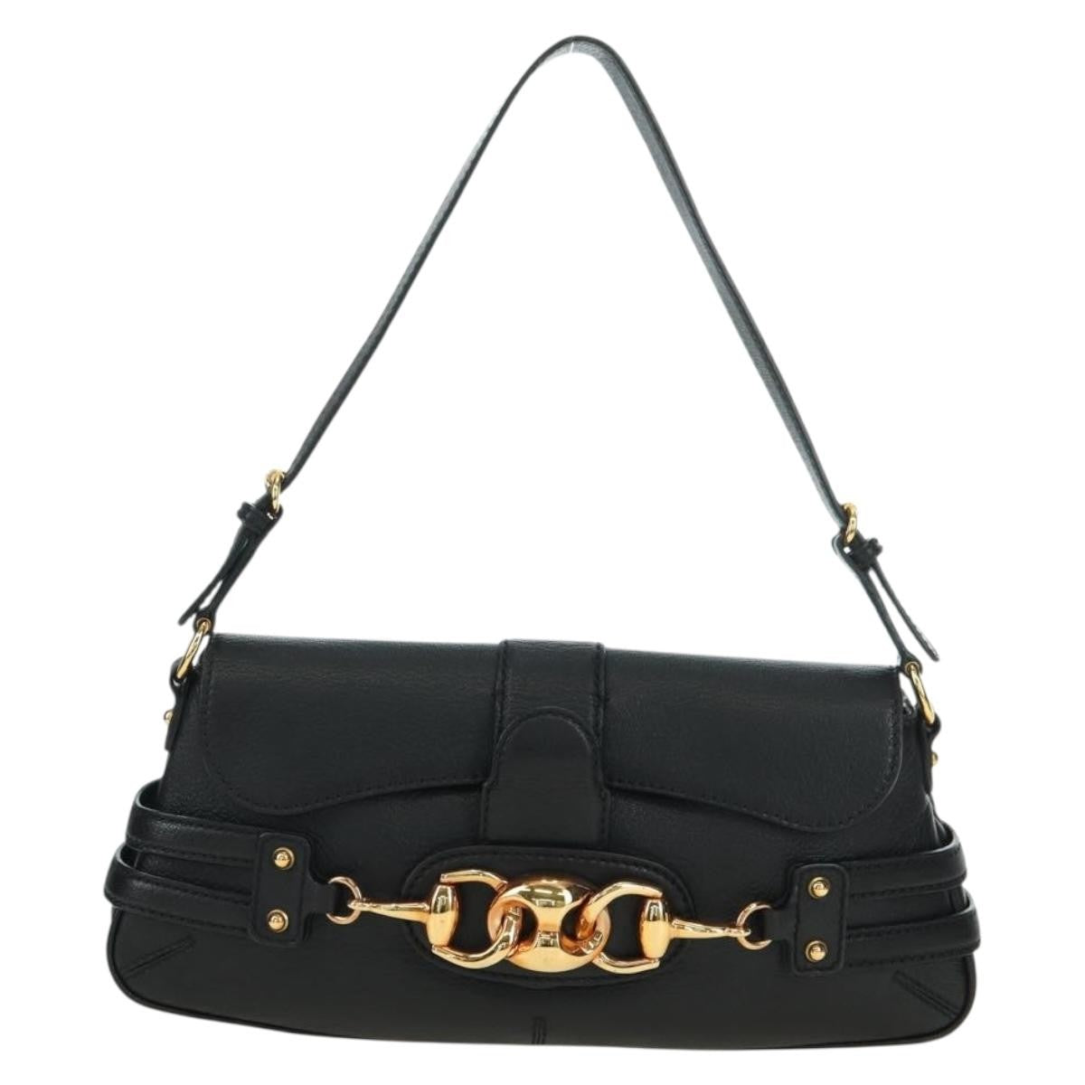 Gucci Horsebit Shoulder Bag GG Canvas and Leather, Black, Leather, Shoulder Bag