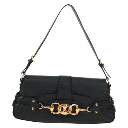 Gucci Horsebit Shoulder Bag GG Canvas and Leather, Black, Leather, Shoulder Bag