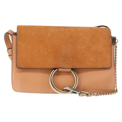 Chloe Faye Shoulder Bag Leather and Suede, BEIGE, LEATHER, Shoulder bag