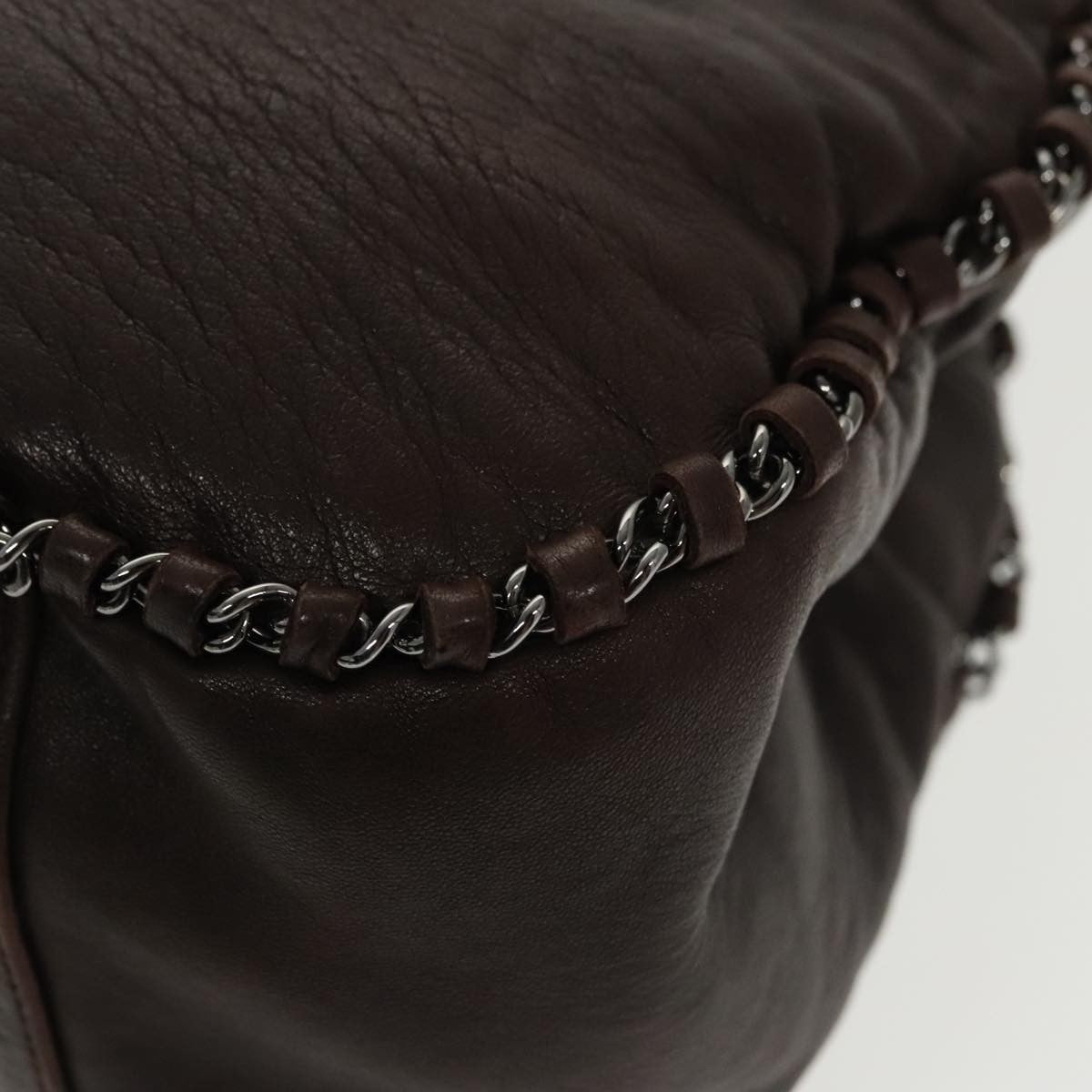 Chanel Vintage Chain Around Shoulder Bag Leather, BROWN, LEATHER, Shoulder bag