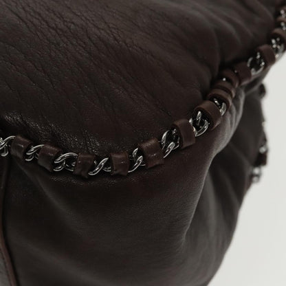 Chanel Vintage Chain Around Shoulder Bag Leather, BROWN, LEATHER, Shoulder bag
