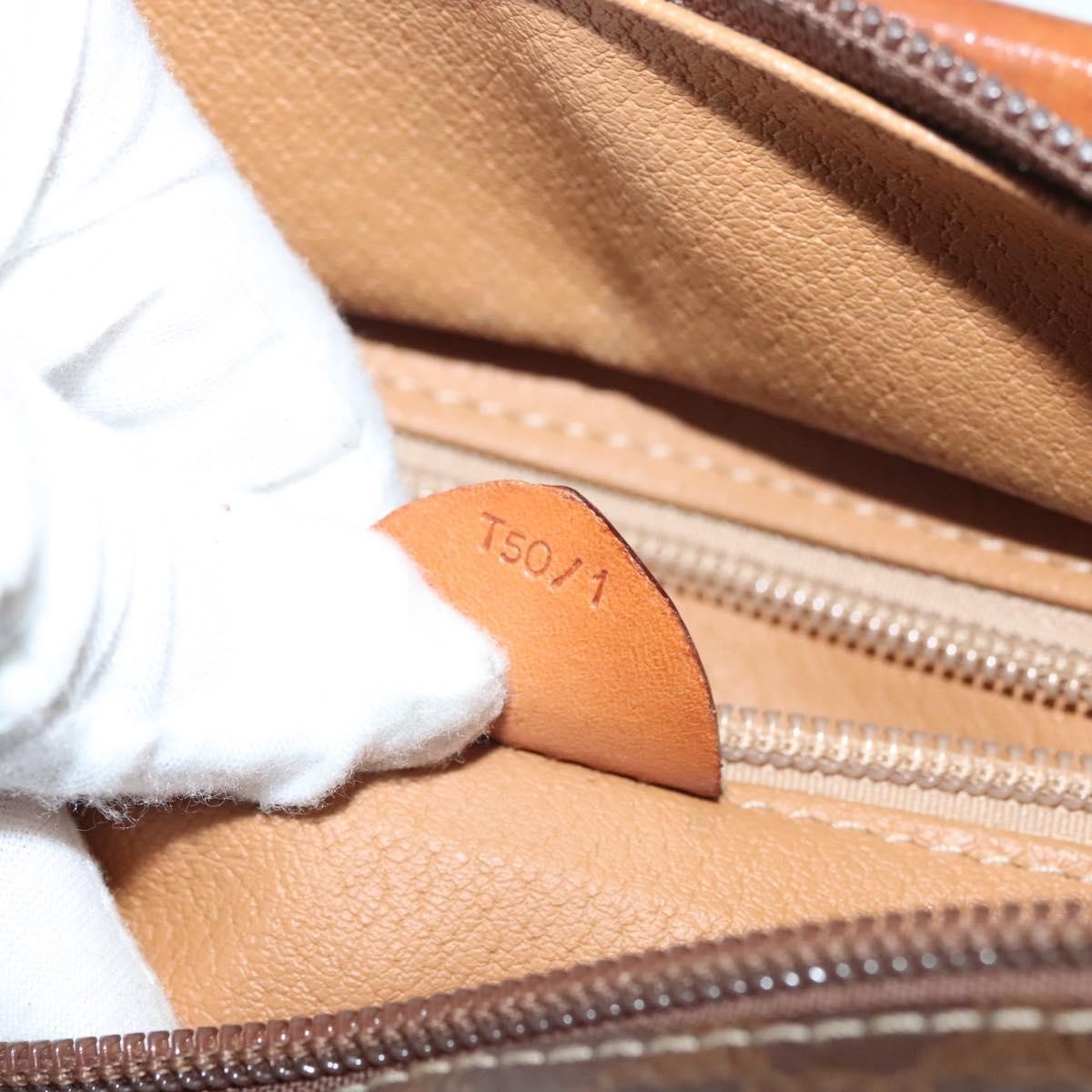 Celine Macadam Handbag Macadam with leather, BROWN, CANVAS, Handbag