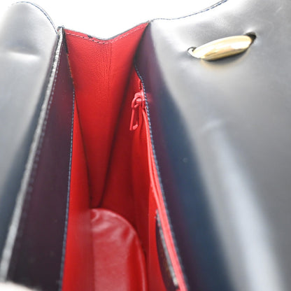 Celine Gancini Handbag Leather, NAVY, LEATHER, Handbag