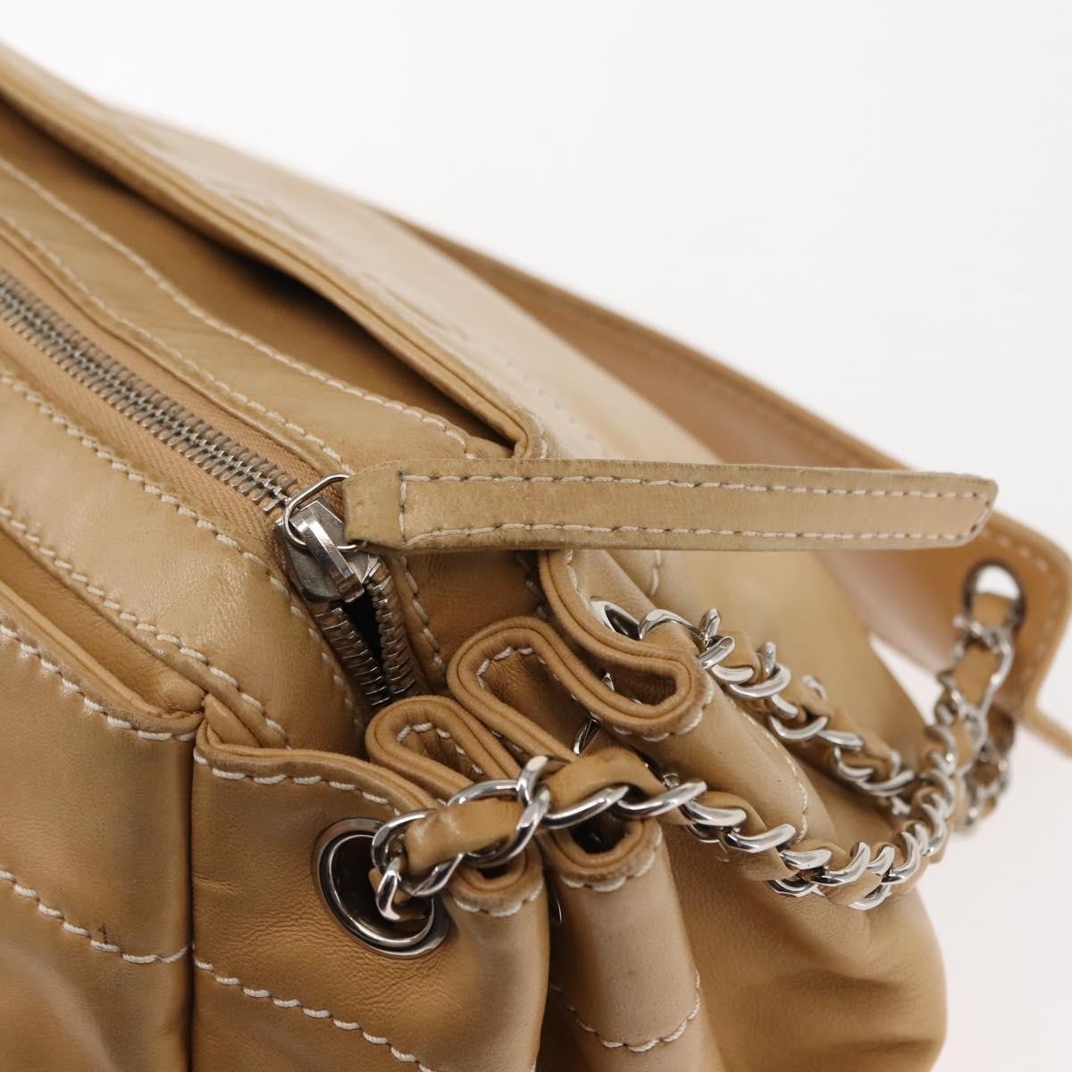 Chanel Lax Accordion Camera Bag Leather, BEIGE, LEATHER, Crossbody bag