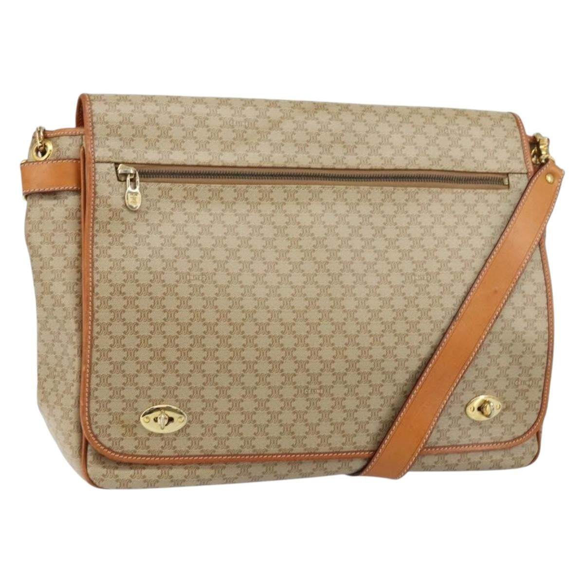 Celine Macadam Shoulder Bag PVC Leather, BEIGE, CANVAS, Shoulder bag