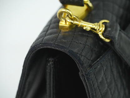 Bally Vintage Handbag Quilted Leather, BLACK, LEATHER, Handbag