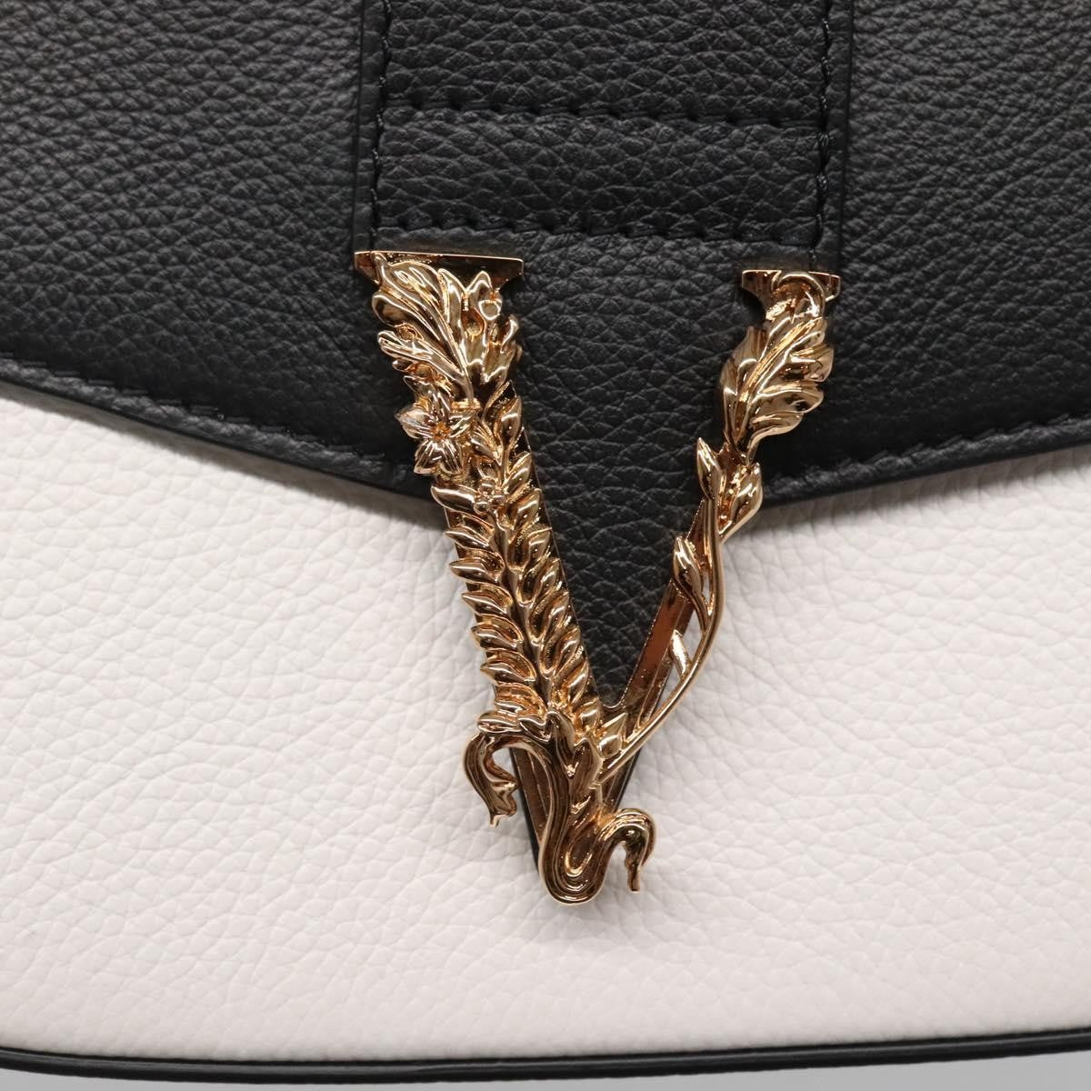 Versace Virtus Flap Messenger Bag Leather, WHITE, LEATHER, Crossbody bag
