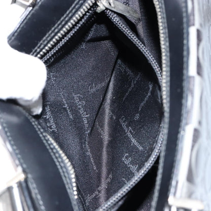 Salvatore Ferragamo Gancini handbag Leather, BLACK, LEATHER, Handbag