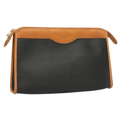 Christian Dior Vintage Zip Pochette Canvas and leather, BLACK, PVC, Clutche & pouche