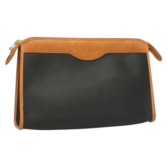 Christian Dior Vintage Zip Pochette Canvas and leather, BLACK, PVC, Clutche & pouche