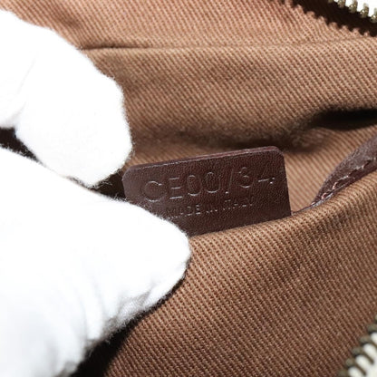 Celine Vintage Macadam Shoulder Bag Canvas and Leather, WHITE, CANVAS, Clutche & pouche