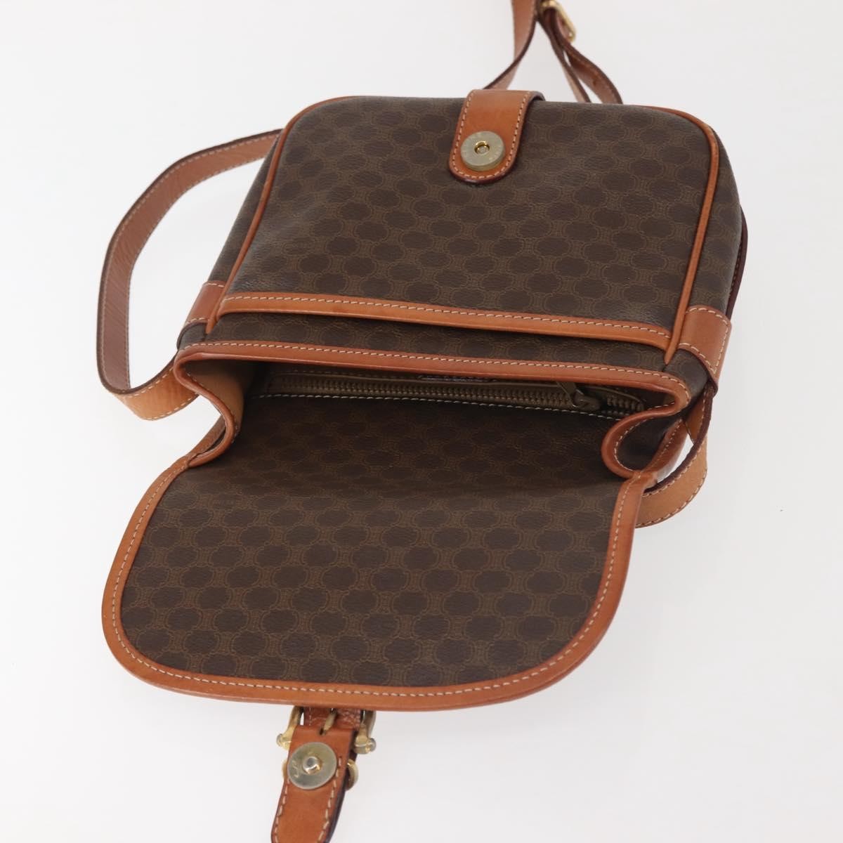 Celine Macadam Shoulder Bag PVC Leather, BROWN, CANVAS, Shoulder bag