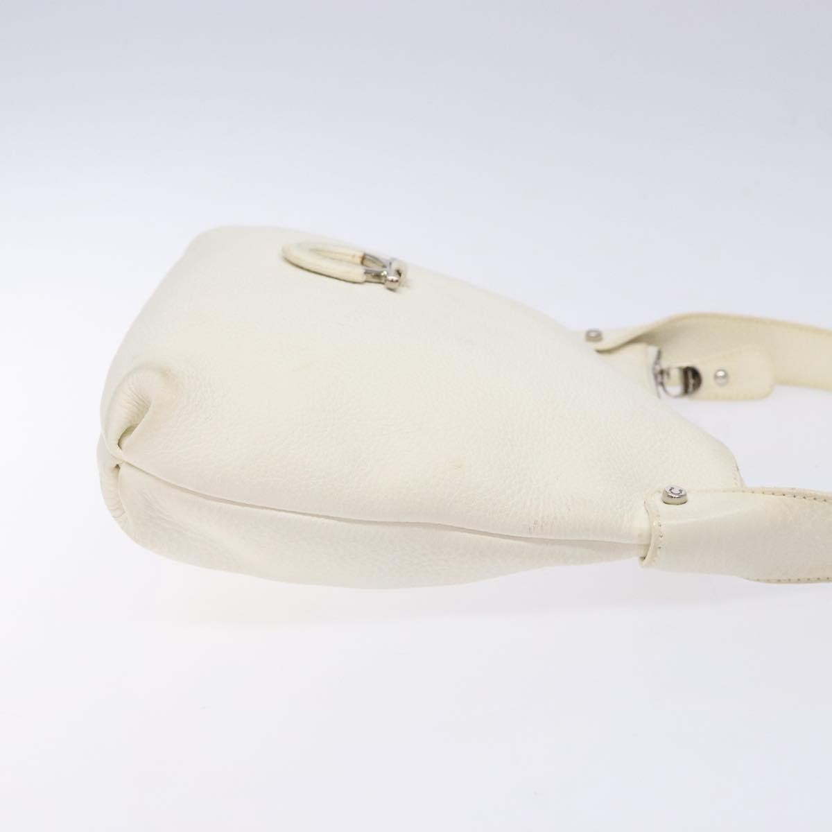 Salvatore Ferragamo Gancini Shoulder Bag Leather, WHITE, LEATHER, Shoulder bag