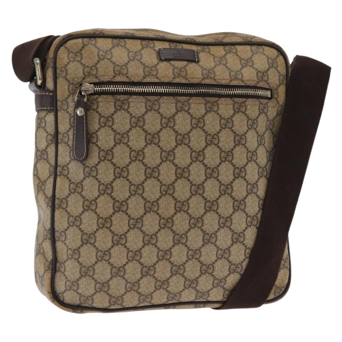 Gucci Front Zip Messenger GG Coated Canvas, BEIGE, CANVAS, Shoulder bag