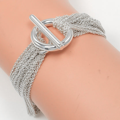 Tiffany & Co. Multistrand Mesh Heart Toggle Bracelet Sterling Silver, SILVER, SILVER, Bracelet