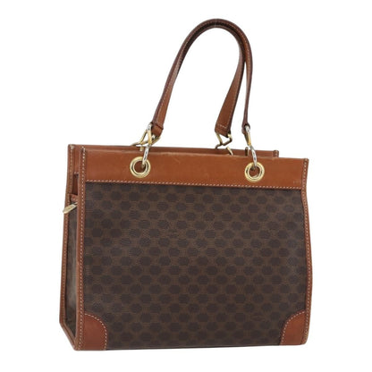 Celine Vintage Macadam Handbag Canvas and Leather, BROWN, CANVAS, Handbag