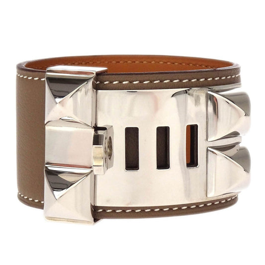 Hermes Collier de Chien Bracelet Leather, GRAY, LEATHER, Bracelet