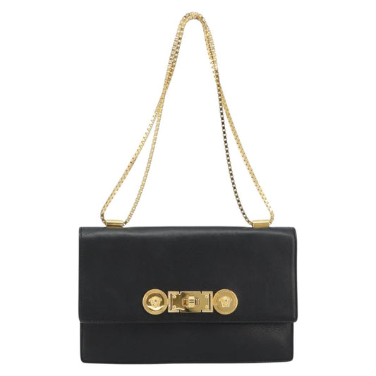 Versace Medusa Flap Chain Bag Leather, Black, Leather, Shoulder Bag