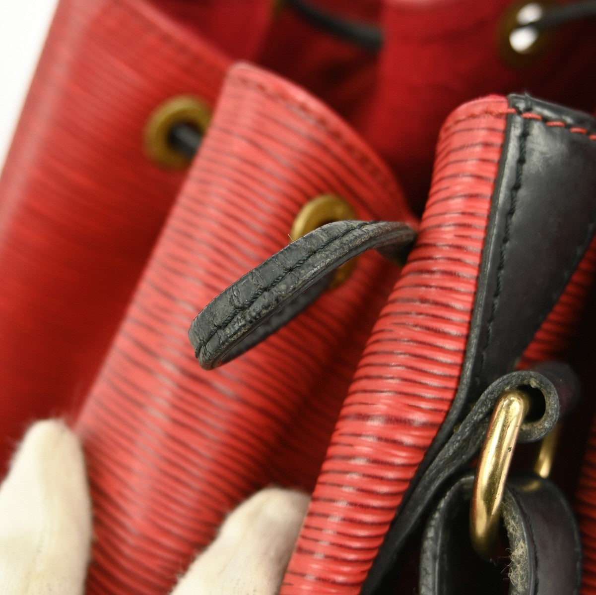 Louis Vuitton Bicolor Petit Noe Handbag Epi Leather, RED, LEATHER, Shoulder bag