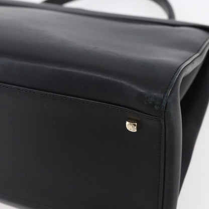 Salvatore Ferragamo Gancini handbag Leather, BLACK, LEATHER, Handbag