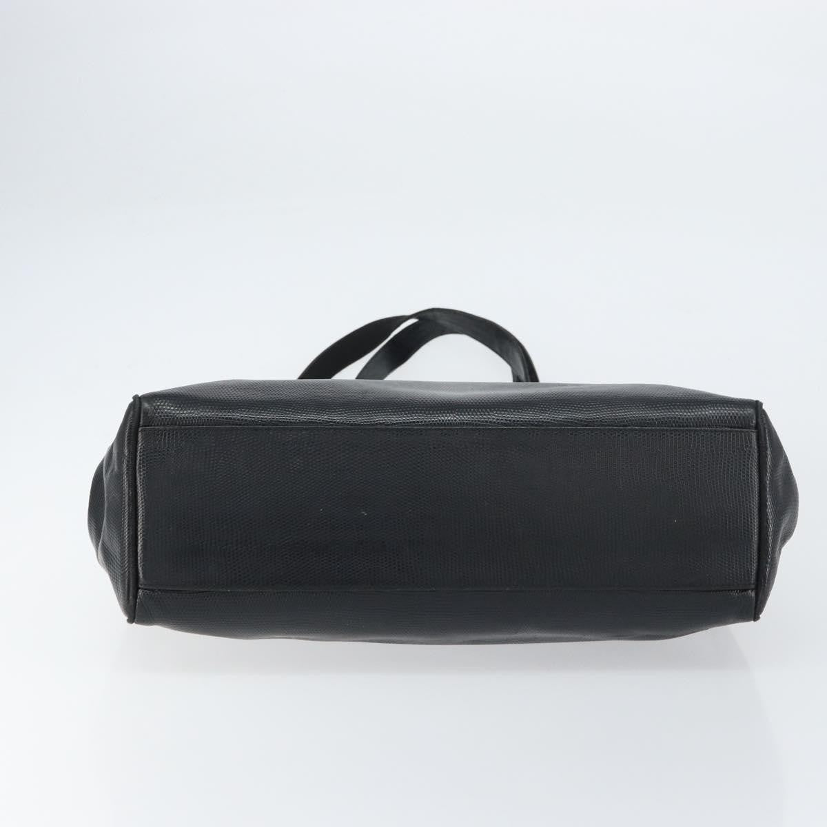 Salvatore Ferragamo Vintage Vara Bow Tote Lizard Embossed Leather, BLACK, LEATHER, Tote bag