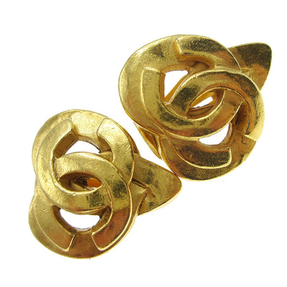 Chanel Vintage CC Heart Clip-On Earrings Metal, GOLD, GOLD_PLATED, Earrings