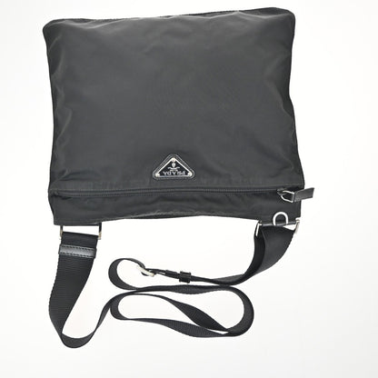Prada Front Pocket Messenger Bag Tessuto, BLACK, NYLON, Shoulder bag