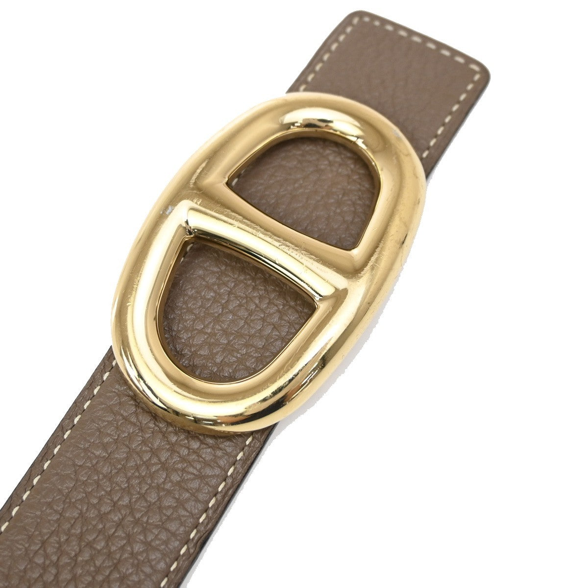 Hermes Chaine D'Ancre Reversible Belt Leather, BROWN, LEATHER, Belts