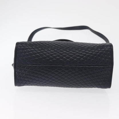Bally Vintage Handbag Quilted Leather, NAVY, LEATHER, Handbag