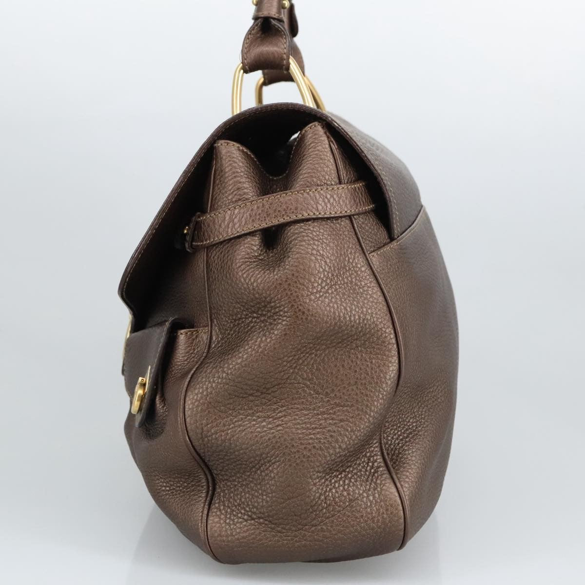 Salvatore Ferragamo Gancini handbag Leather, BROWN, LEATHER, Handbag