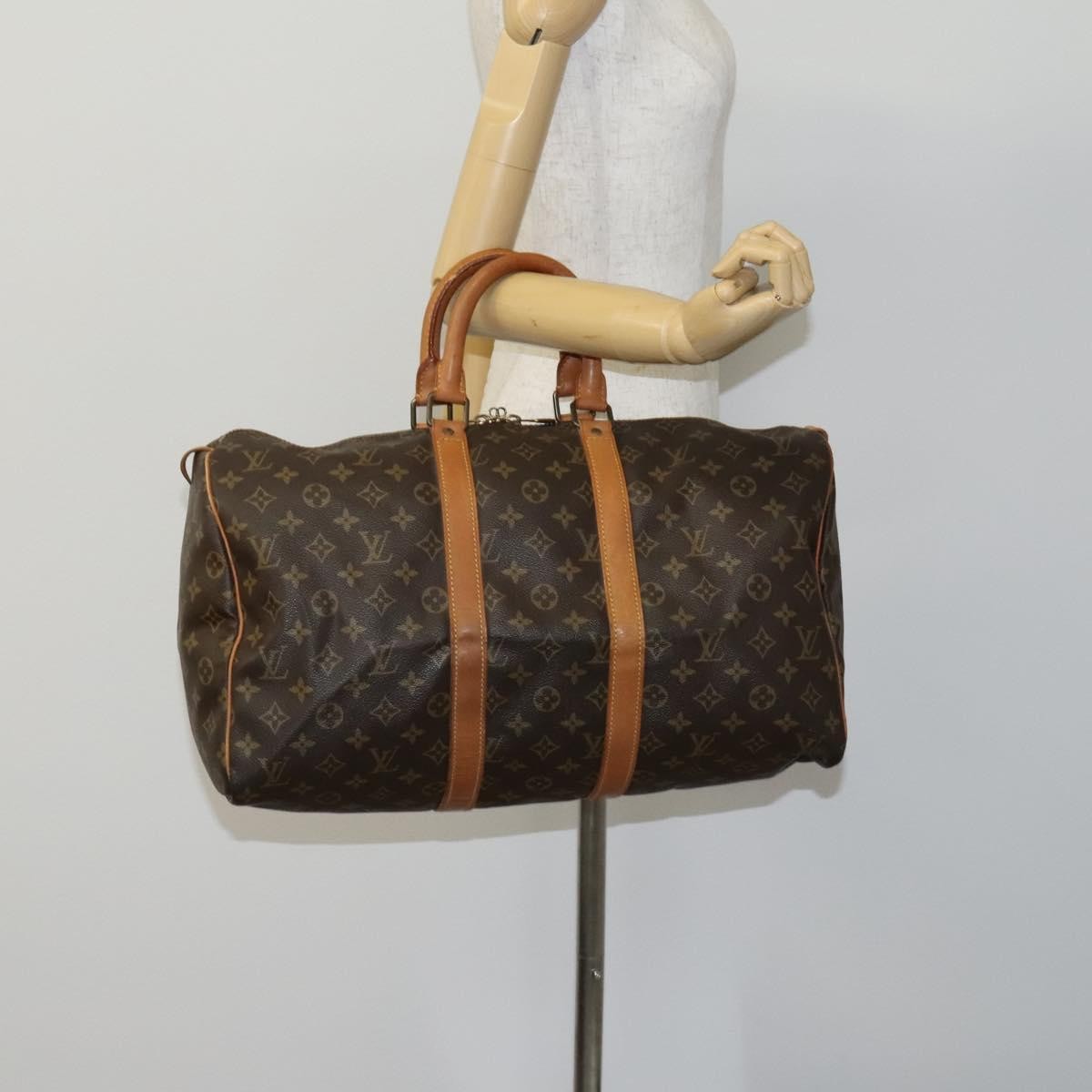 Louis Vuitton Keepall Bag Monogram Canvas, BROWN, CANVAS, Travel bag