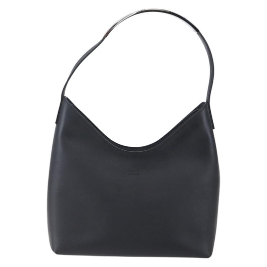 Gucci Metal Handle Hobo Leather, BLACK, LEATHER, Shoulder bag