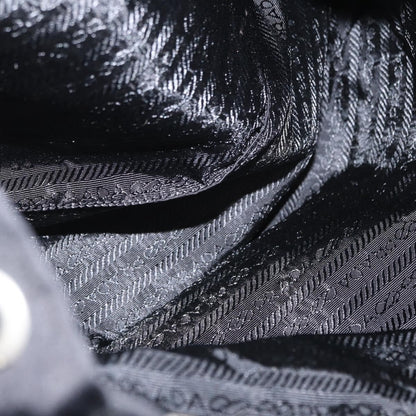 Prada Vela Double Front Pocket Backpack Tessuto with Saffiano Leather, BLACK, NYLON, Backpack