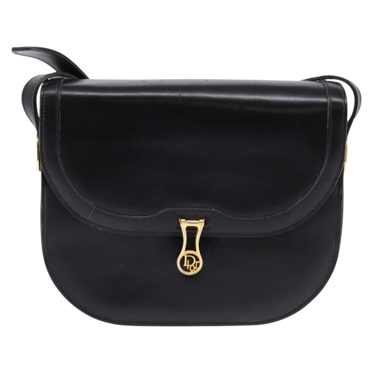 Christian Dior Flap Shoulder Bag Leather, BLACK, LEATHER, Shoulder bag