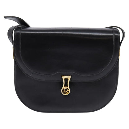 Christian Dior Flap Shoulder Bag Leather, BLACK, LEATHER, Shoulder bag