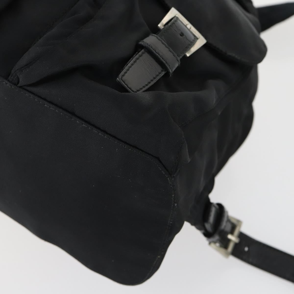 Prada Vela Double Front Pocket Backpack Tessuto with Saffiano Leather, BLACK, NYLON, Backpack