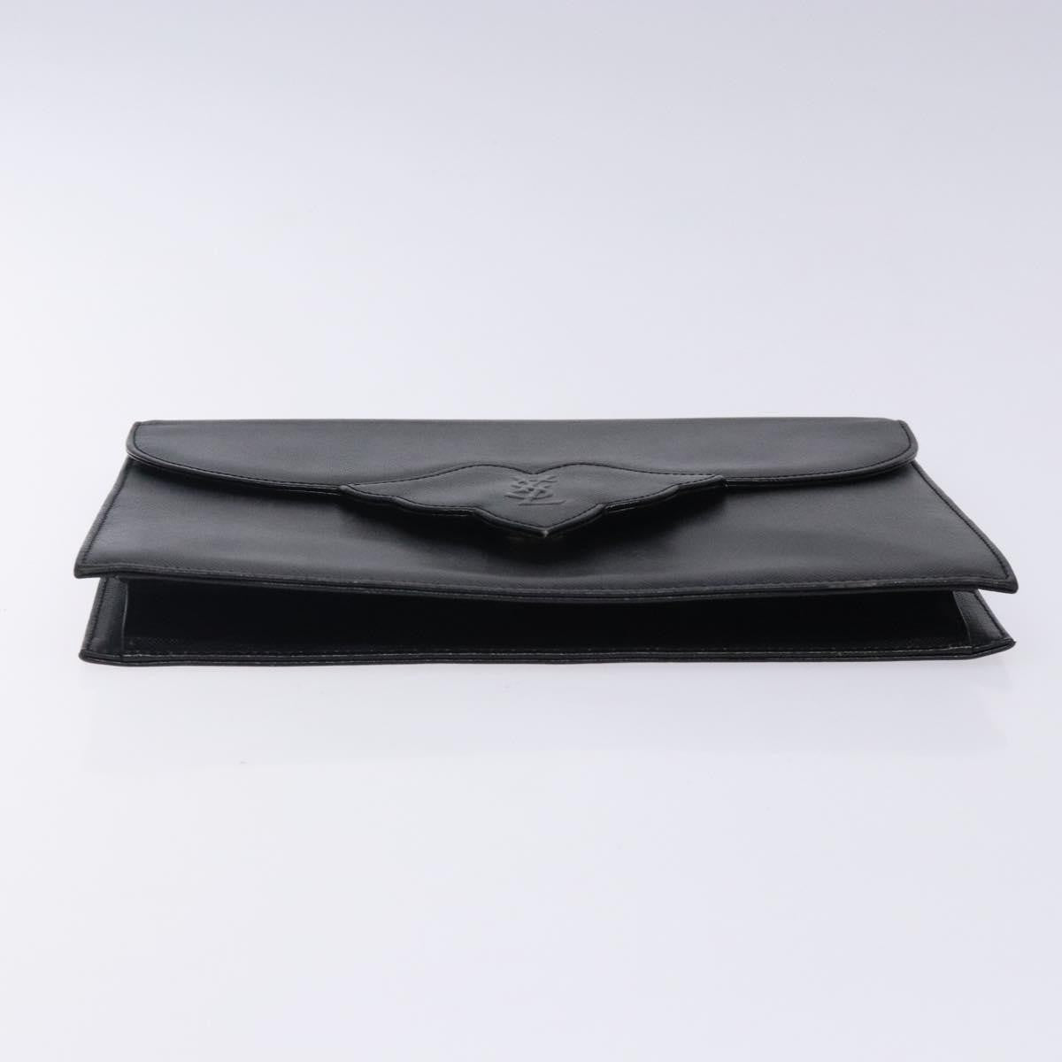 Saint Laurent Vintage Envelope Flap Clutch Leather, BLACK, LEATHER, Clutche & pouche