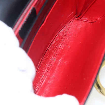 Celine Vintage Circle Logo Crossbody Bag Leather, BLACK, LEATHER, Shoulder bag