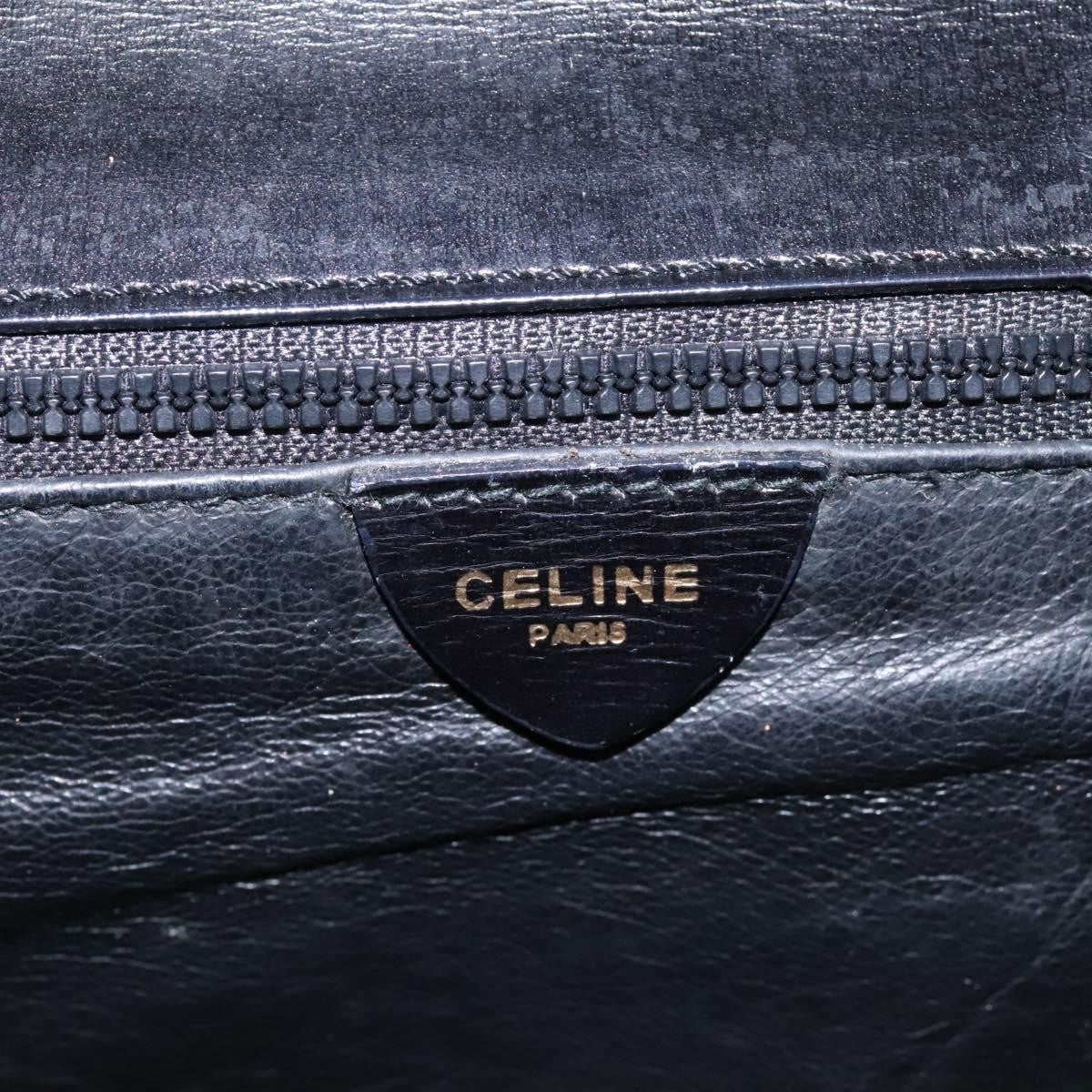 Celine Vintage Circle Logo Crossbody Bag Leather, BLACK, LEATHER, Crossbody bag